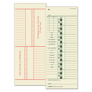 Time Clock Cards, Replacement for 10-800762, Two Sides, 3.5 x 9, 500/Box - 