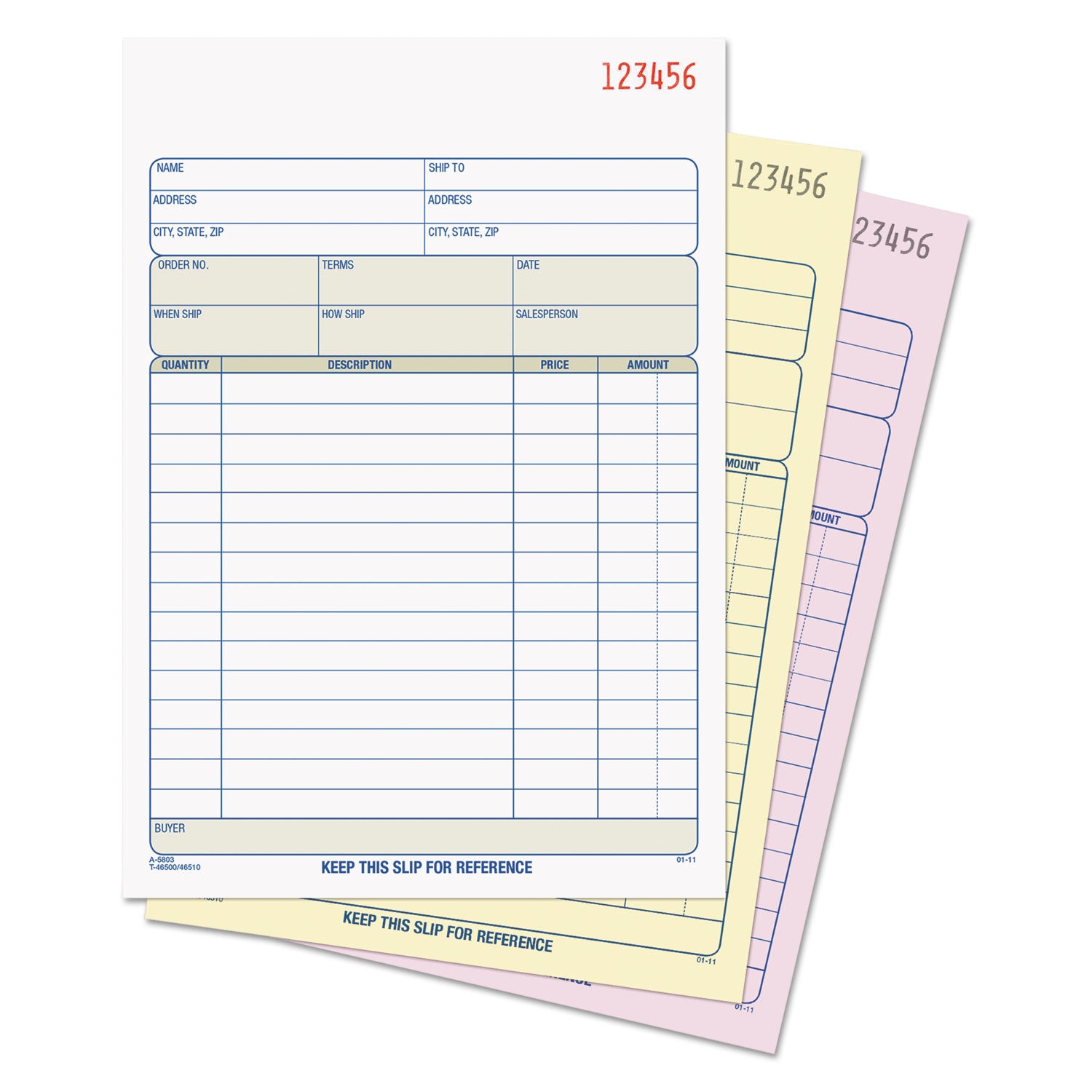 Sales Order Book, Three-Part Carbonless, 7.94 x 5.56, 50 Forms Total - 