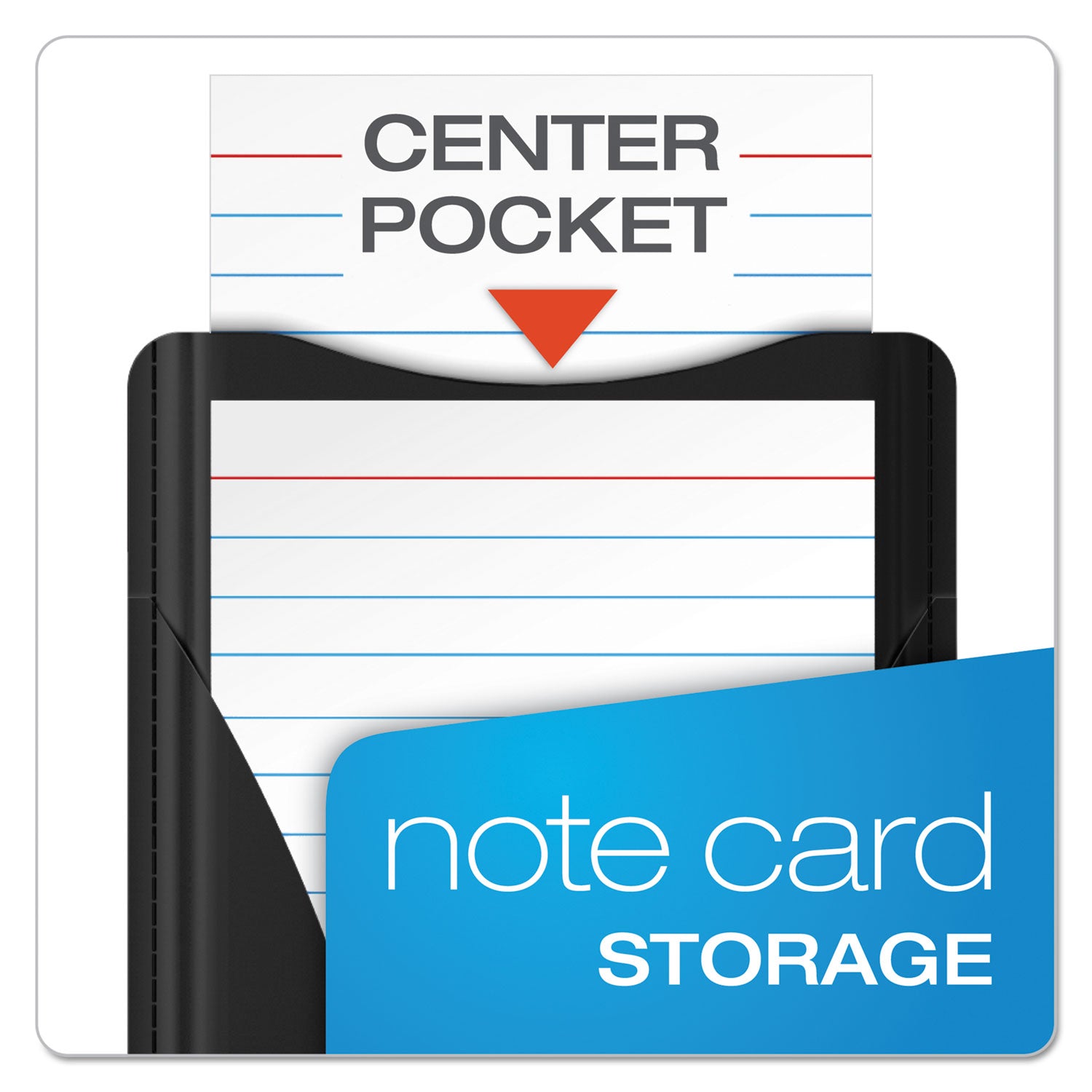 At Hand Note Card Case, Holds 25 3 x 5 Cards, 5.5 x 3.75 x 5.33, Poly, Black - 