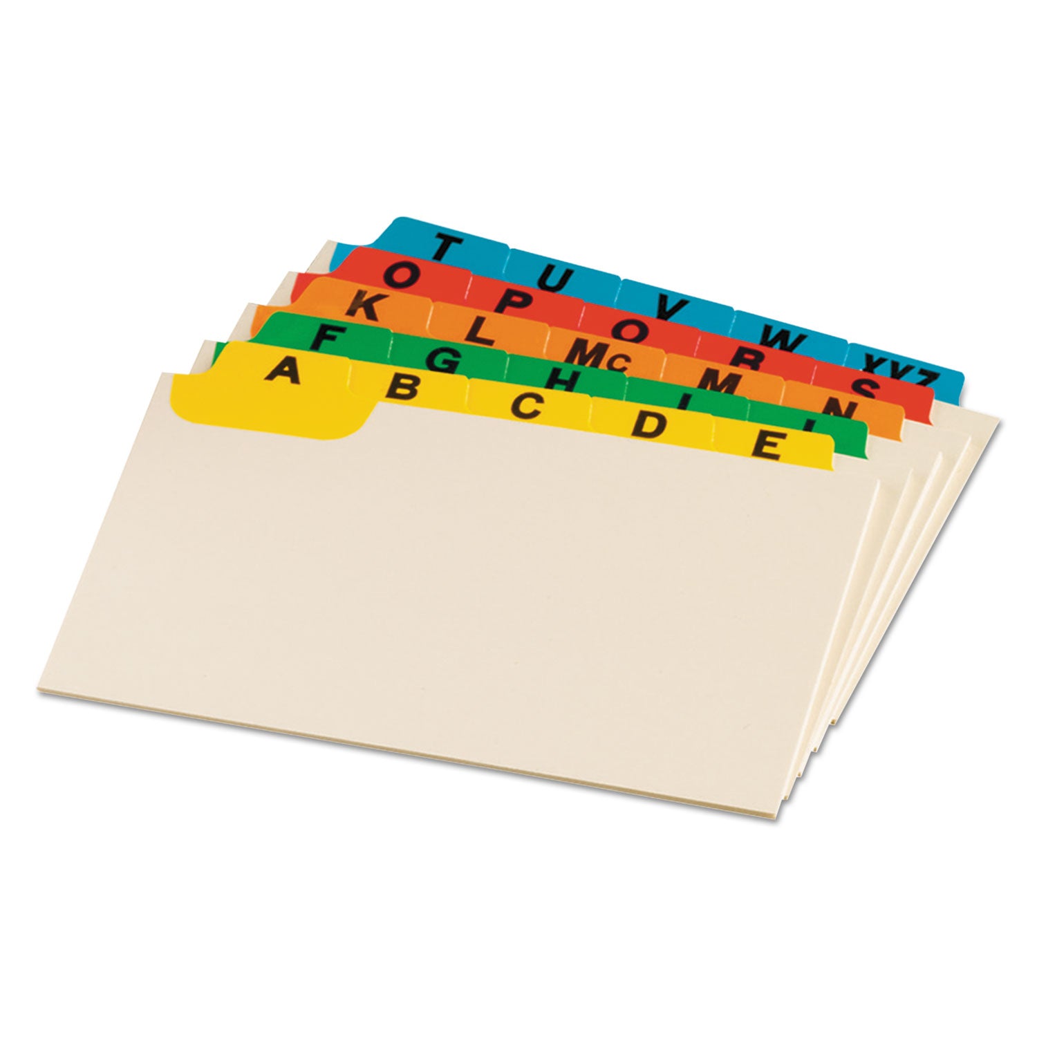 Manila Index Card Guides with Laminated Tabs, 1/5-Cut Top Tab, A to Z, 3 x 5, Manila, 25/Set - 