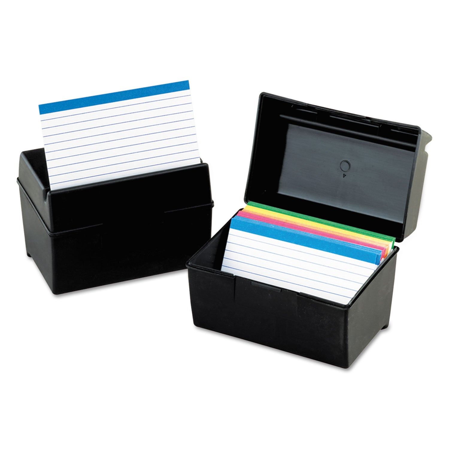 Plastic Index Card File, Holds 400 4 x 6 Cards, 6.5 x 4.78 x 5.25, Black - 