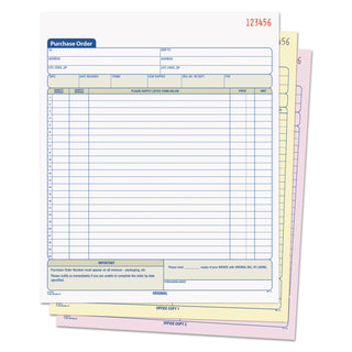 Purchase Order Book, 22 Lines, Three-Part Carbonless, 8.38 x 10.19, 50 Forms Total - 