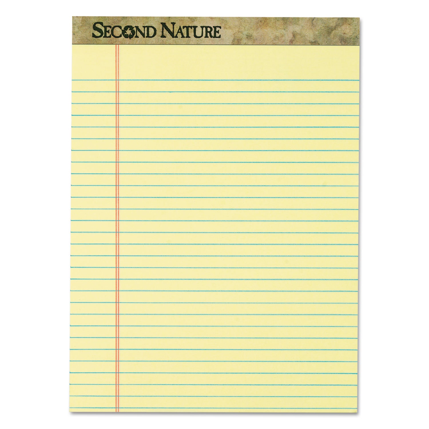 Second Nature Recycled Ruled Pads, Wide/Legal Rule, 50 Canary-Yellow 8.5 x 11.75 Sheets, Dozen - 