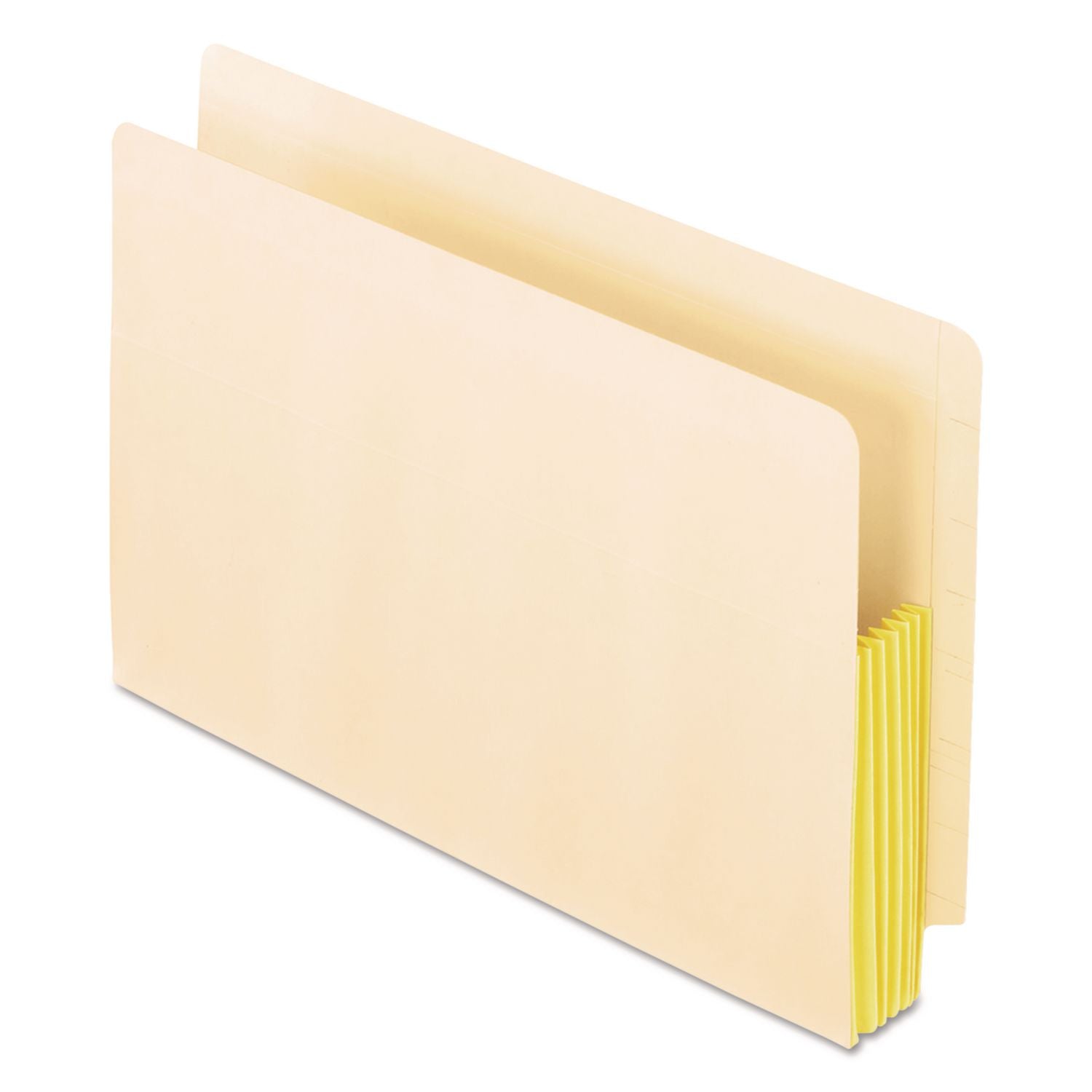 Manila Drop Front Shelf File Pockets with Rip-Proof-Tape Gusset Top, 5.25" Expansion, Legal Size, Manila, 10/Box