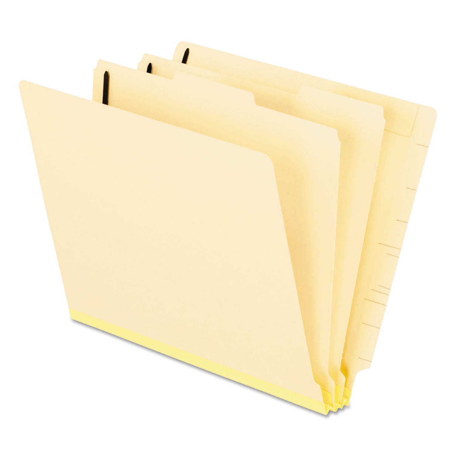 Manila End Tab Classification Folders, 2" Expansion, 2 Dividers, 6 Fasteners, Letter Size, Manila Exterior, 10/Box - 
