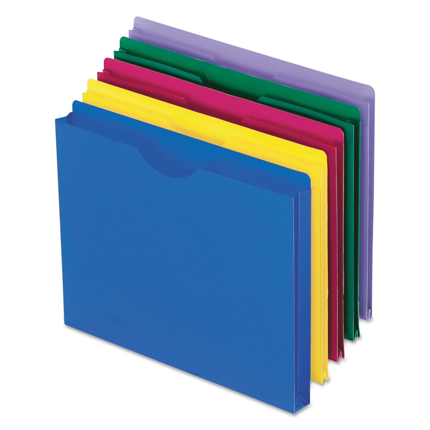 Poly File Jackets, Straight Tab, Letter Size, Assorted Colors, 10/Pack - 