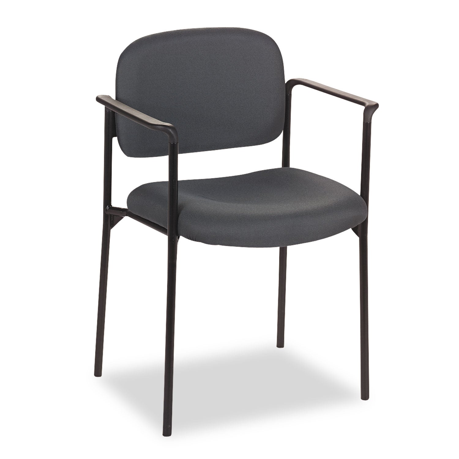 VL616 Stacking Guest Chair with Arms, Fabric Upholstery, 23.25" x 21" x 32.75", Charcoal Seat, Charcoal Back, Black Base - 