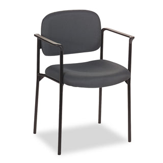 VL616 Stacking Guest Chair with Arms, Fabric Upholstery, 23.25" x 21" x 32.75", Charcoal Seat, Charcoal Back, Black Base - 