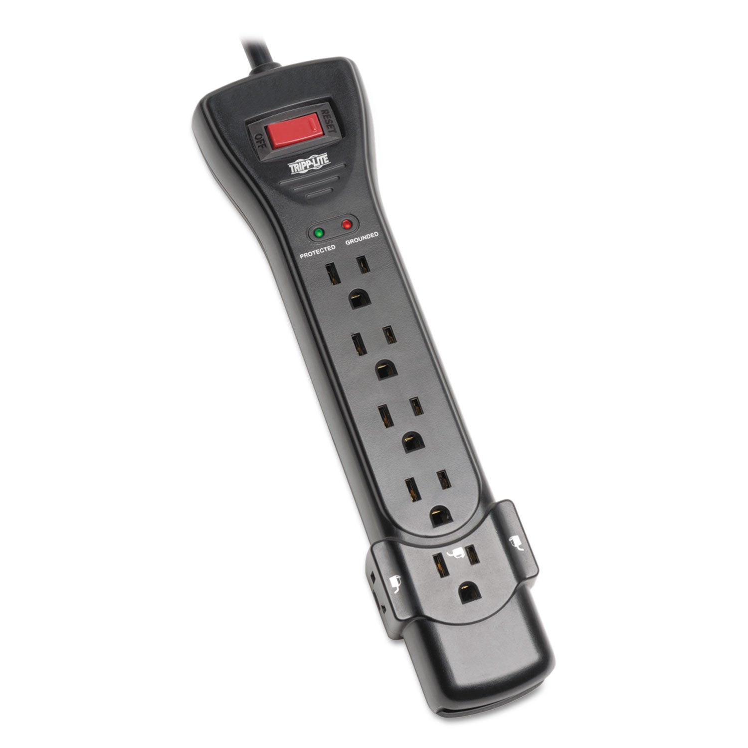 Protect It! Surge Protector, 7 AC Outlets, 7 ft Cord, 2,160 J, Black - 