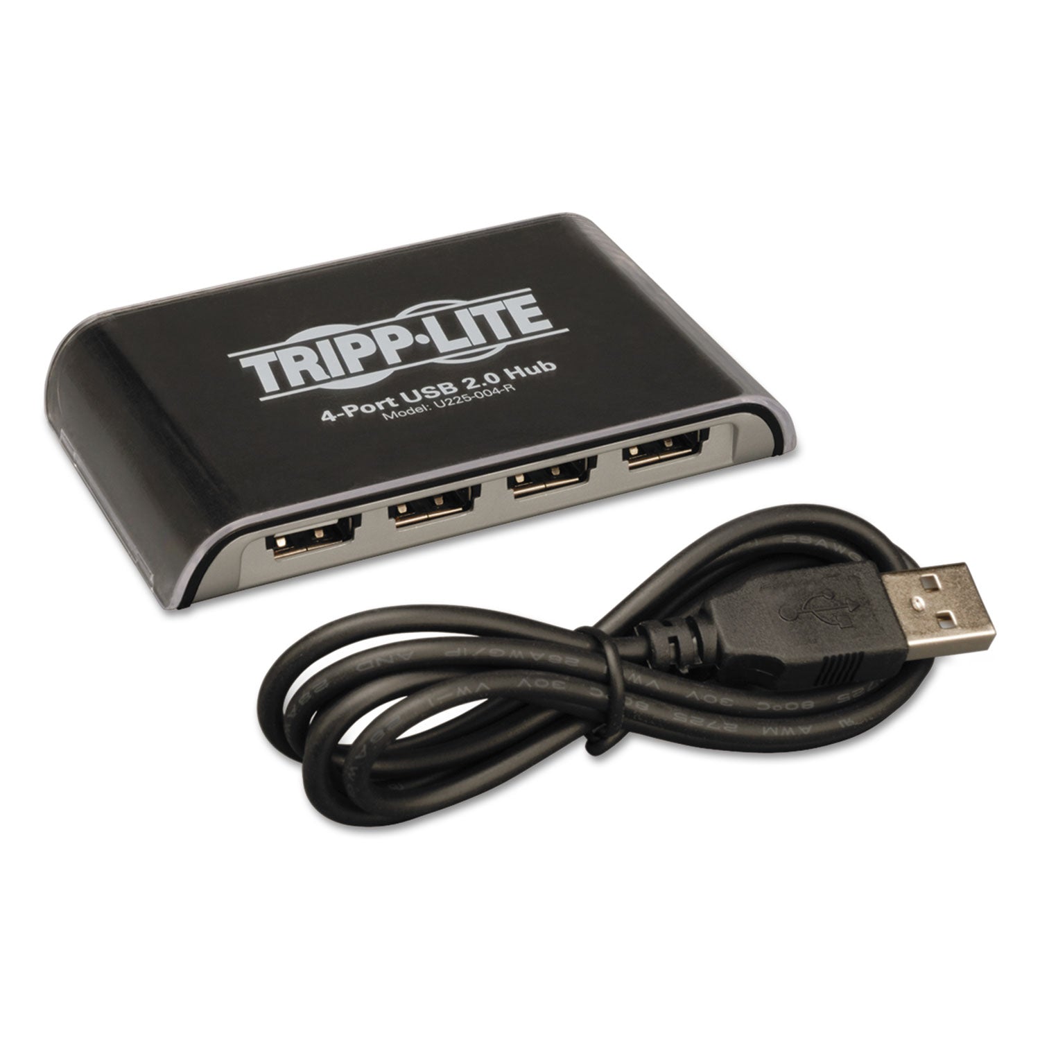 USB 2.0 Hub, 4 Ports, Black/Silver - 