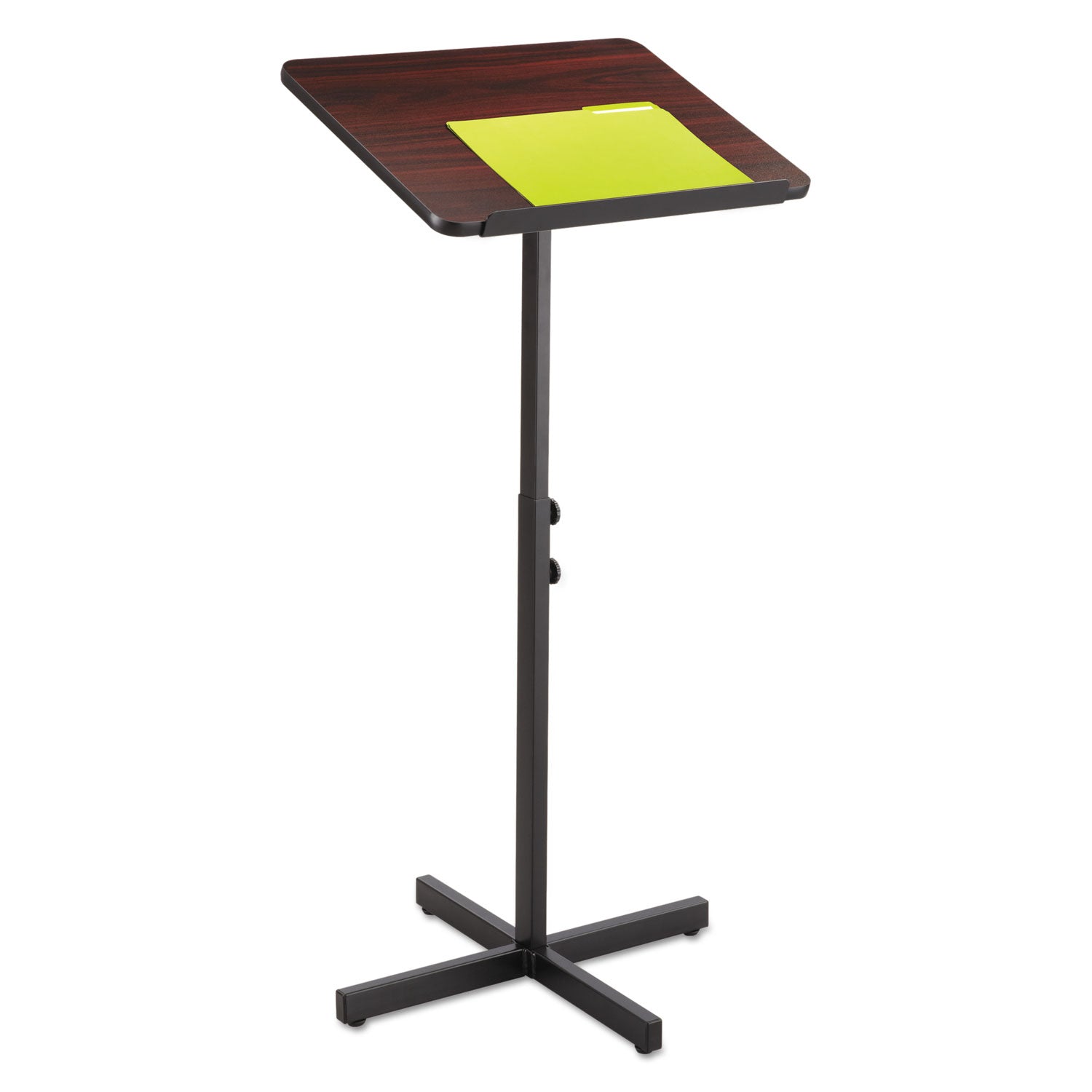 Adjustable Speaker Stand, 21 x 21 x 29.5 to 46, Mahogany/Black - 