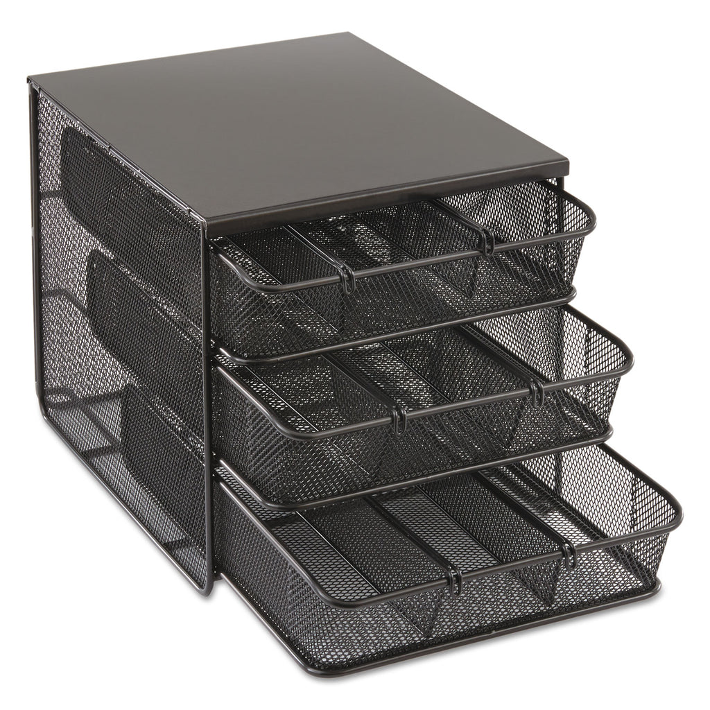 3 Drawer Hospitality Organizer, 7 Compartments, 11.5 x 8.25 x 8.25, Black