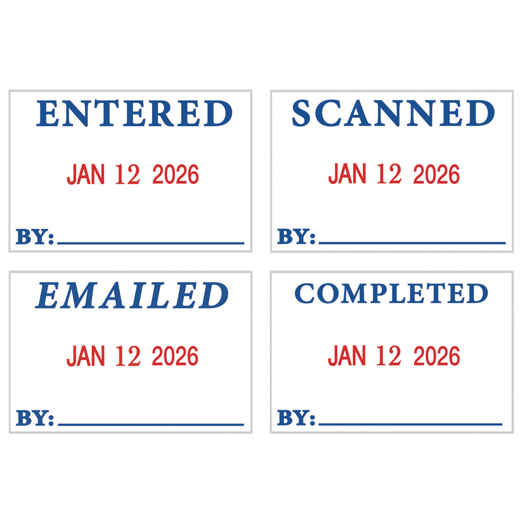 4 in 1 e-Message Dater, 0.94 x 1.75, COMPLETED/EMAILED/ENTERED/SCANNED - 