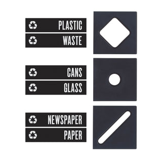 Public Square Recycling Container Lid, Square Opening, 15.25w x 15.25d x 2h, Black