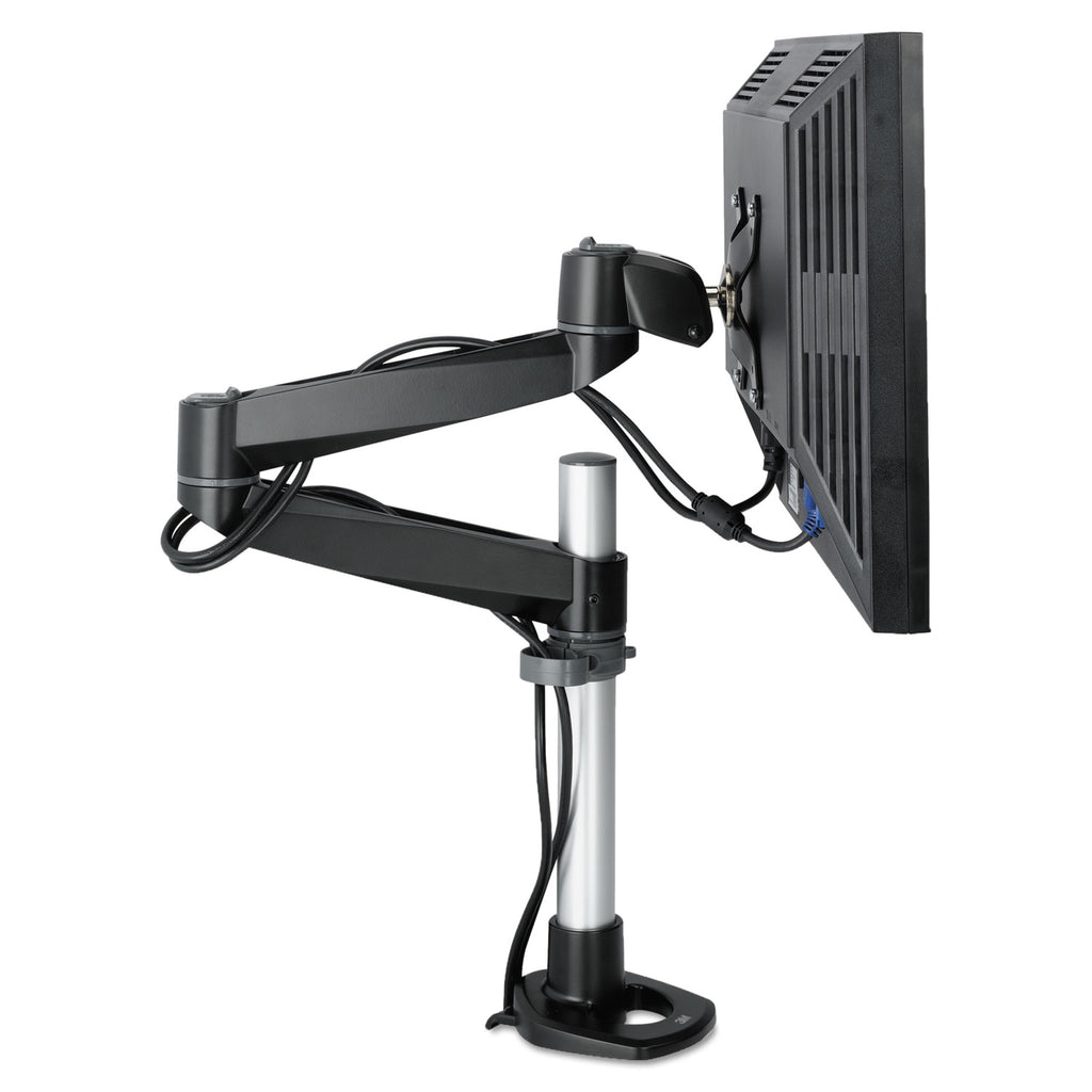 Dual Monitor Swivel Arm, 360 Degree Rotation, +15 Degree/-90 Degree Tilt, 180 Degree Pan, Black/Gray, Supports 30 lb - 