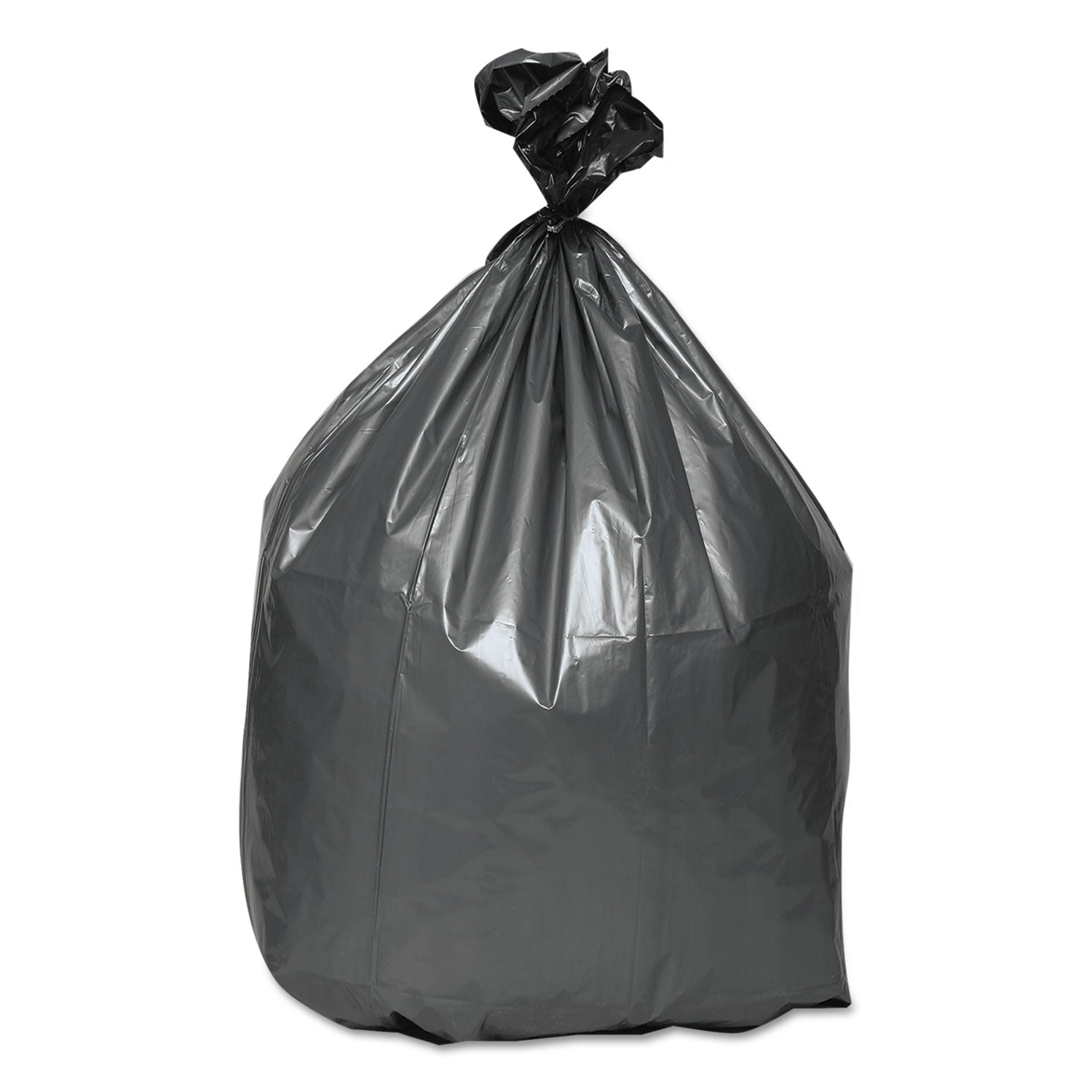 Can Liners, 60 gal, 1.55 mil, 39" x 56", Gray, 10 Bags/Roll, 5 Rolls/Carton