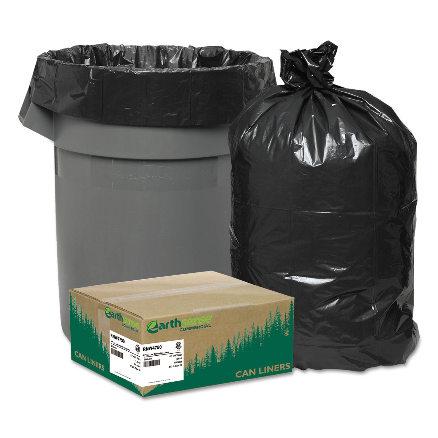 linear-low-density-recycled-can-liners-45-gal-2-mil-40-x-46-black-10-bags-roll-10-rolls-carton_wbirnw4620 - 1