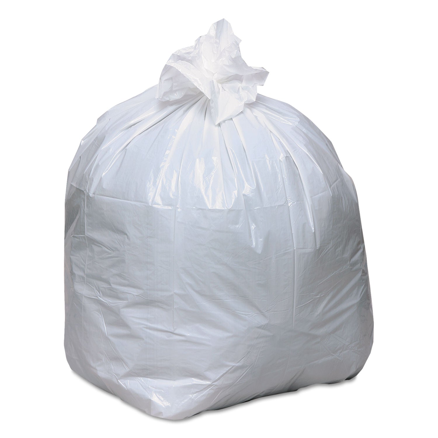 Linear-Low-Density Recycled Tall Kitchen Bags, 13 gal, 0.85 mil, 24" x 33", White, 15 Bags/Roll, 10 Rolls/Box - 1