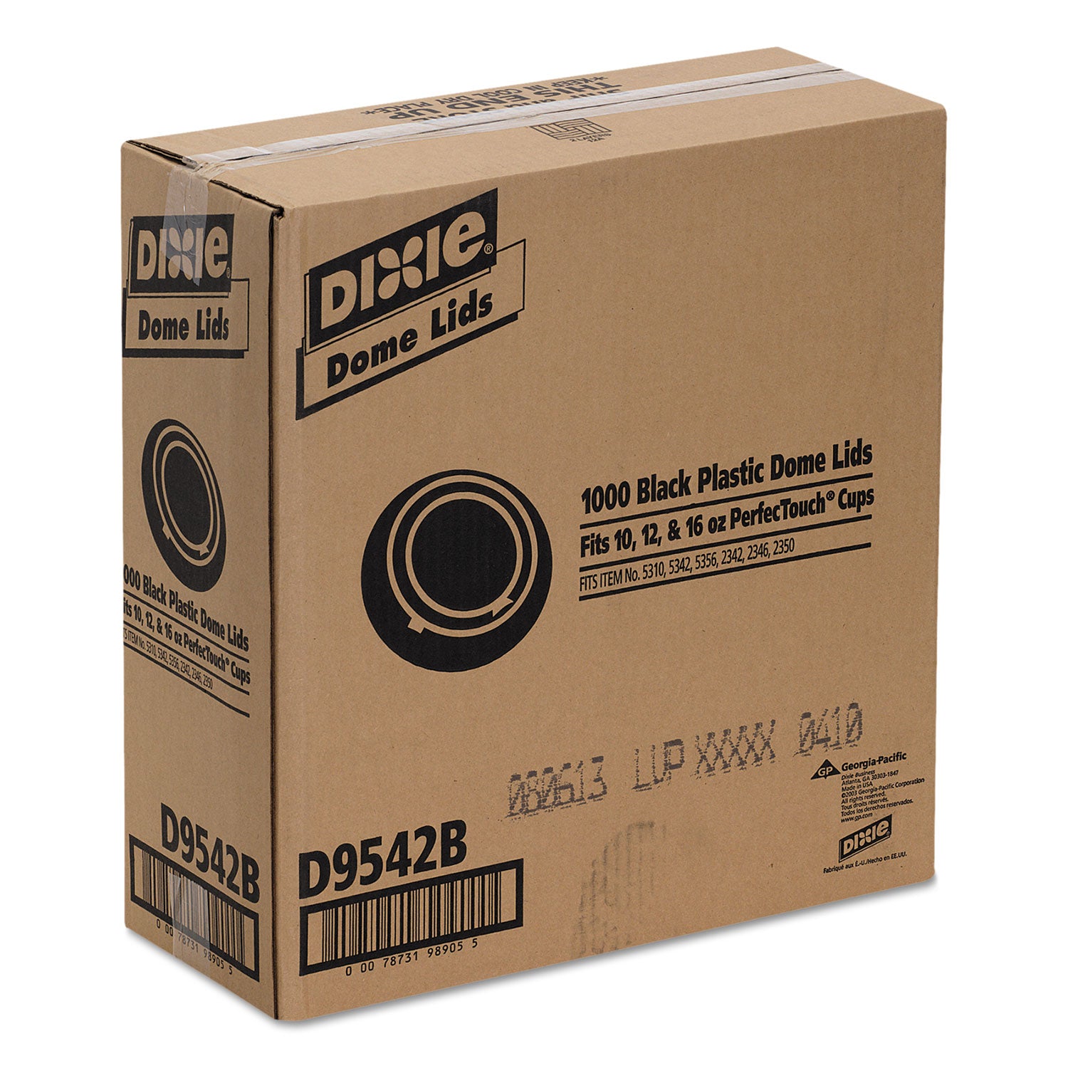Drink-Thru Lids, Fits 10 oz to 20 oz Cups, Plastic, Black, 1,000/Carton