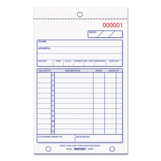 Sales Book, 12 Lines, Two-Part Carbonless, 4.25 x 6.38, 50 Forms Total - 