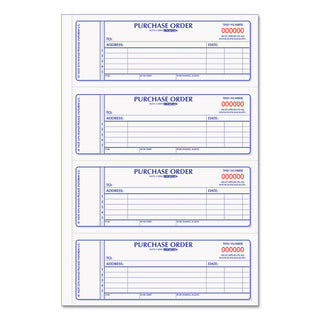 Purchase Order Book, 5 Lines, Two-Part Carbonless, 7 x 2.75, 4 Forms/Sheet, 400 Forms Total - 