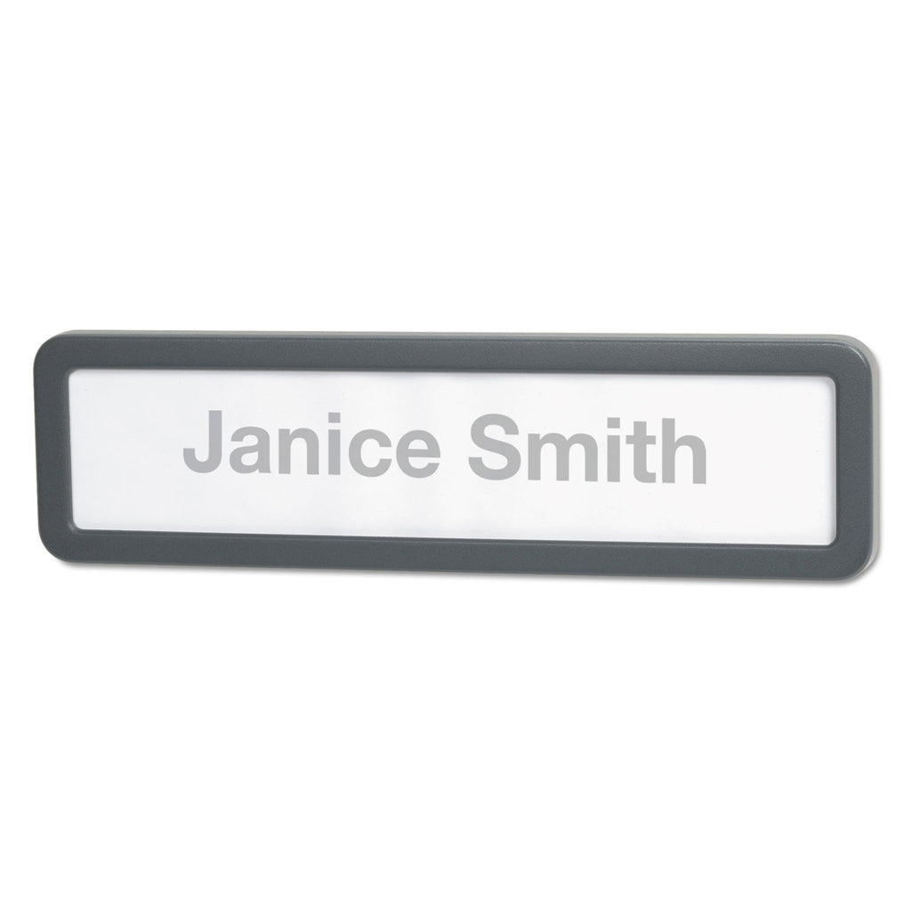 Recycled Cubicle Nameplate with Rounded Corners, 9 x 2.5, Charcoal - 