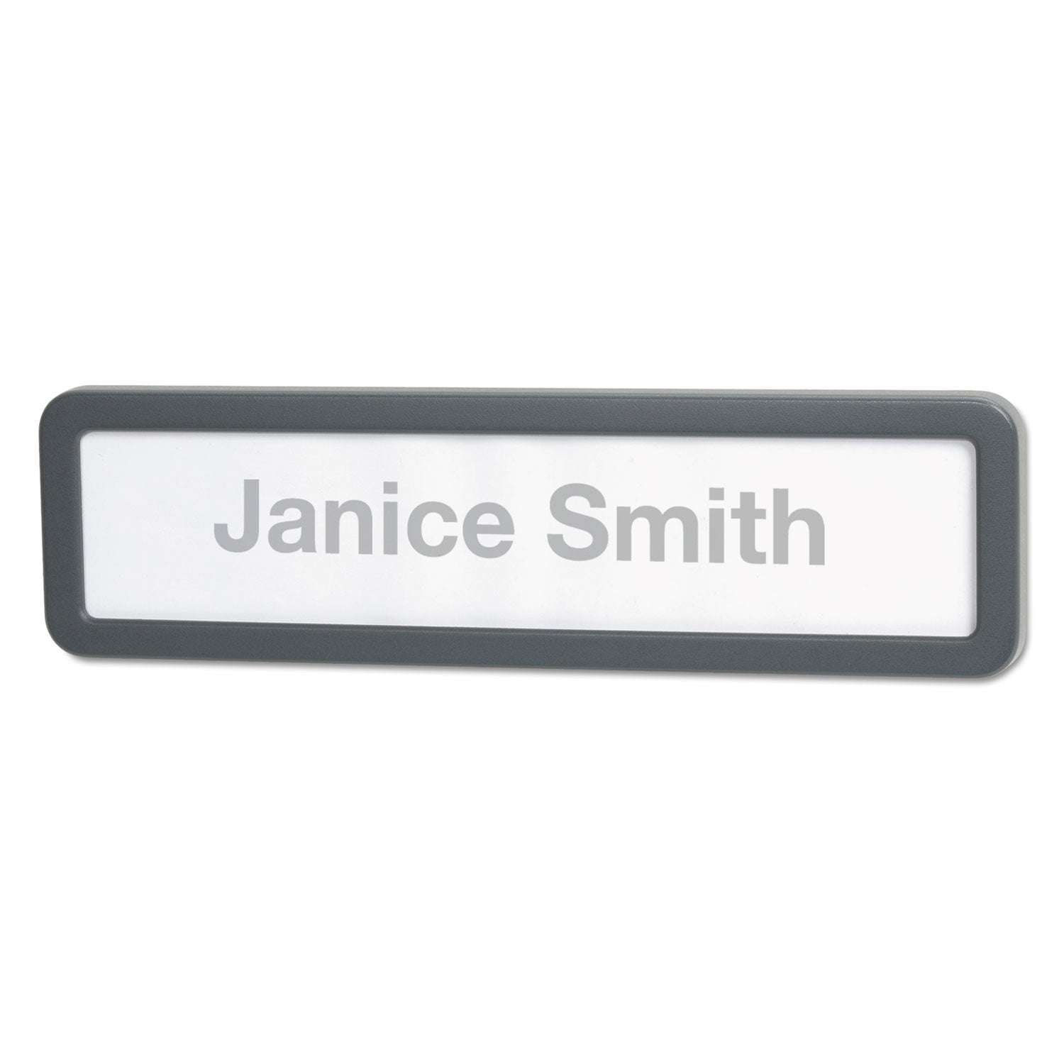 Recycled Cubicle Nameplate with Rounded Corners, 9 x 2.5, Charcoal - 