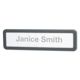 Recycled Cubicle Nameplate with Rounded Corners, 9 x 2.5, Charcoal - 