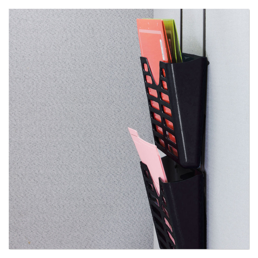 VerticalMate Cubicle Wall File Pocket, 3 Sections, Letter Size, 13.5" x 6" x 28", Charcoal, 3/Pack - 