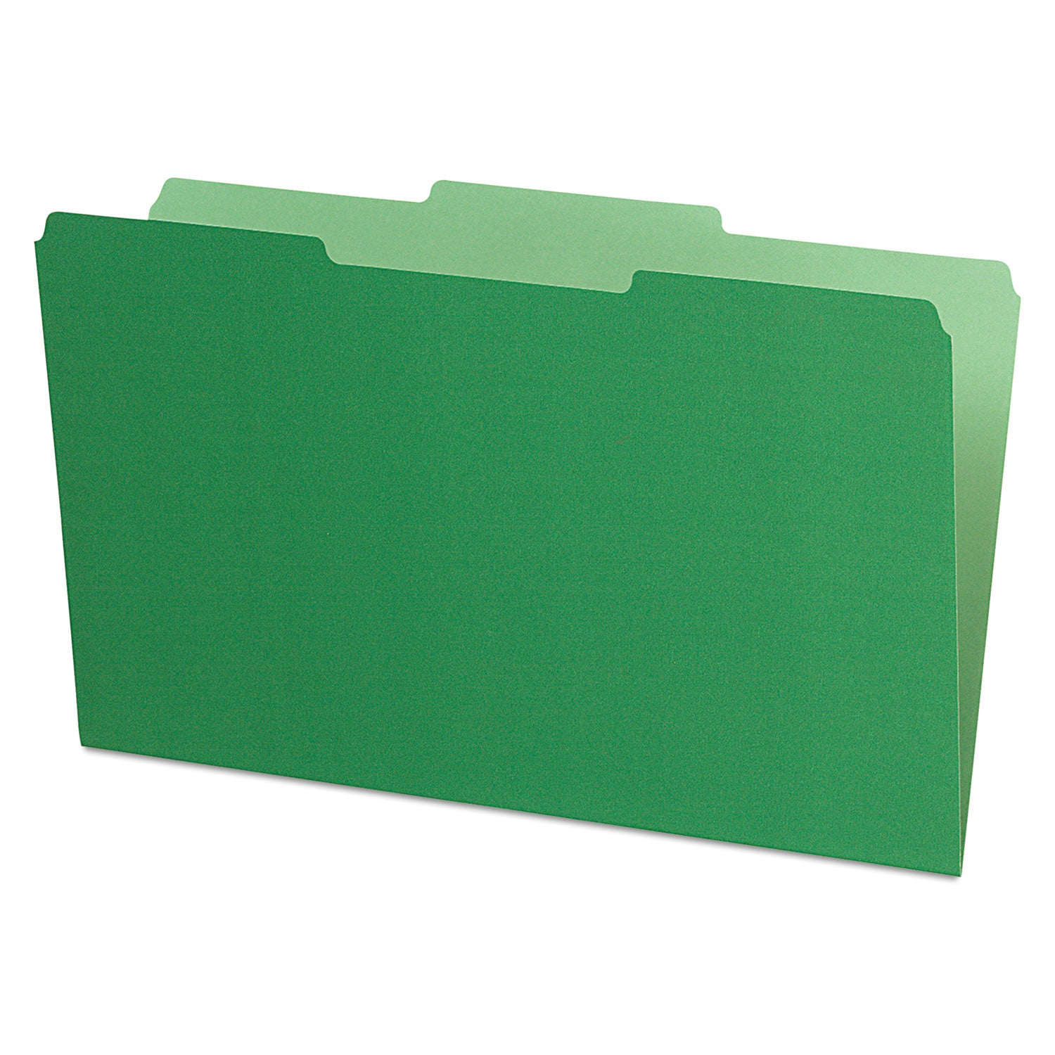 Interior File Folders, 1/3-Cut Tabs: Assorted, Legal Size, Green, 100/Box - 