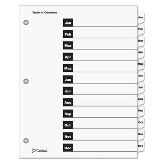 OneStep Printable Table of Contents and Dividers, 12-Tab, Jan. to Dec., 11 x 8.5, White, White Tabs, 1 Set - 