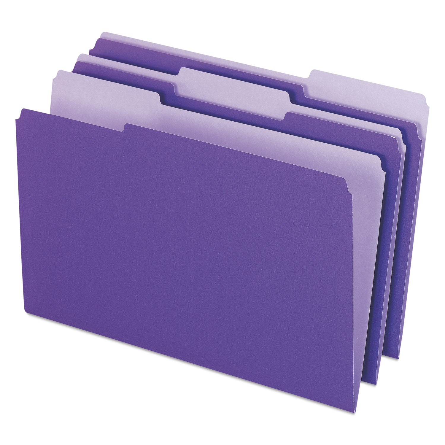 Interior File Folders, 1/3-Cut Tabs: Assorted, Legal Size, Violet, 100/Box - 