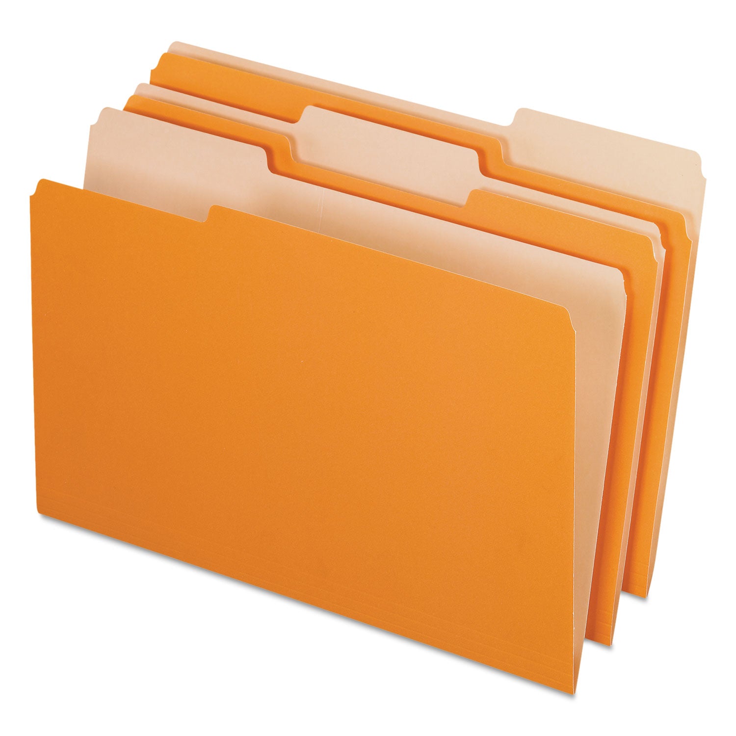 Interior File Folders, 1/3-Cut Tabs: Assorted, Legal Size, Orange, 100/Box - 