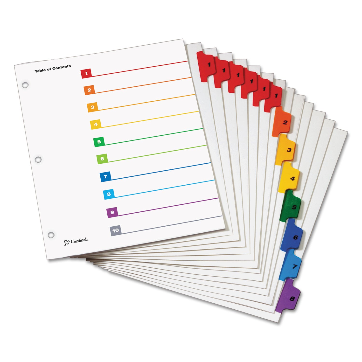 OneStep Printable Table of Contents and Dividers, 8-Tab, 1 to 8, 11 x 8.5, White, 6 Sets - 