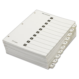 QuickStep OneStep Printable Table of Contents and Dividers, 10-Tab, 1 to 10, 11 x 8.5, White, White Tabs, 24 Sets - 