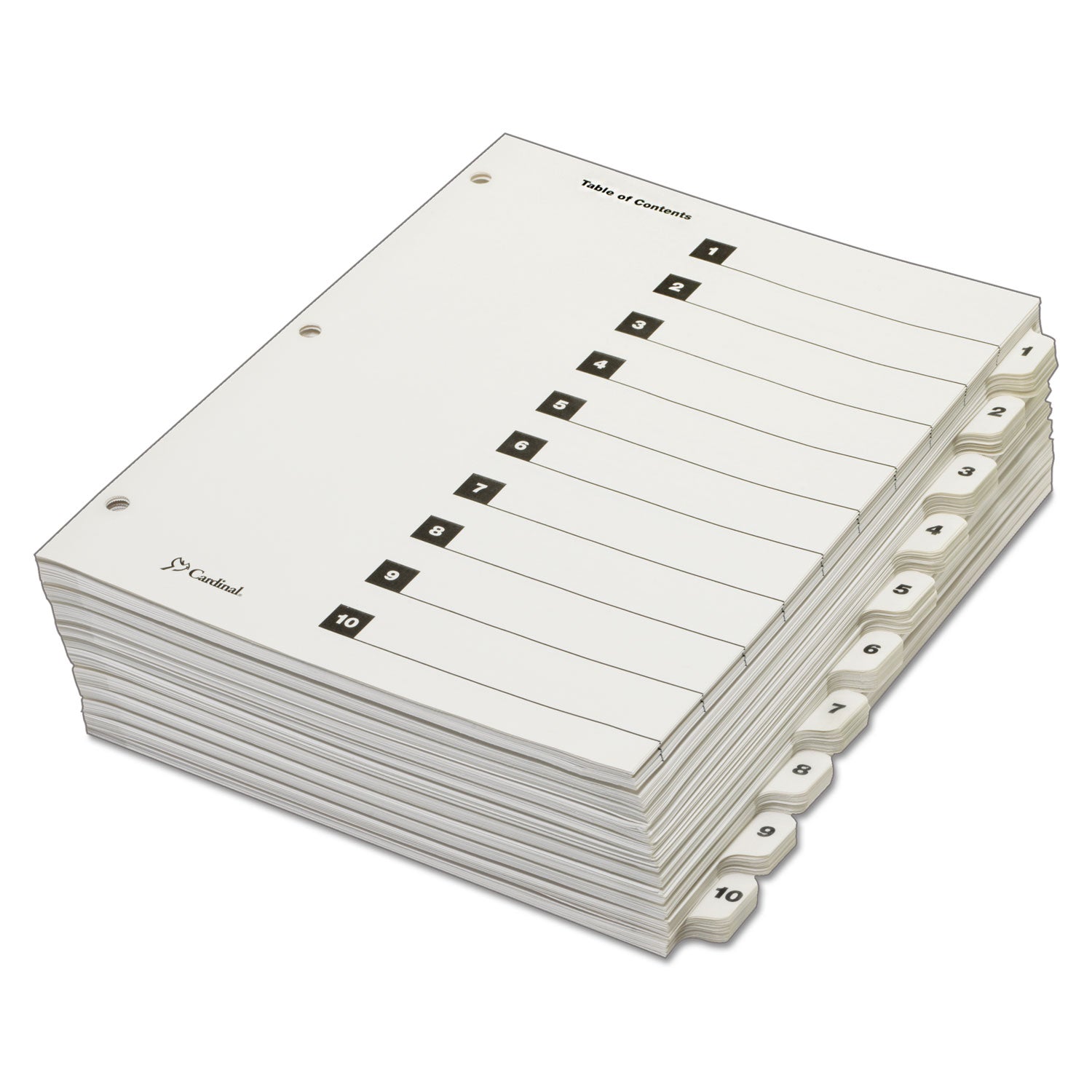 QuickStep OneStep Printable Table of Contents and Dividers, 10-Tab, 1 to 10, 11 x 8.5, White, White Tabs, 24 Sets - 