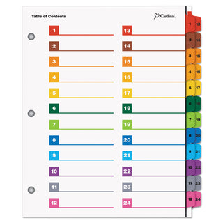 OneStep Printable Table of Contents and Dividers - Double Column, 24-Tab, 1 to 24, 11 x 8.5, White, 1 Set - 
