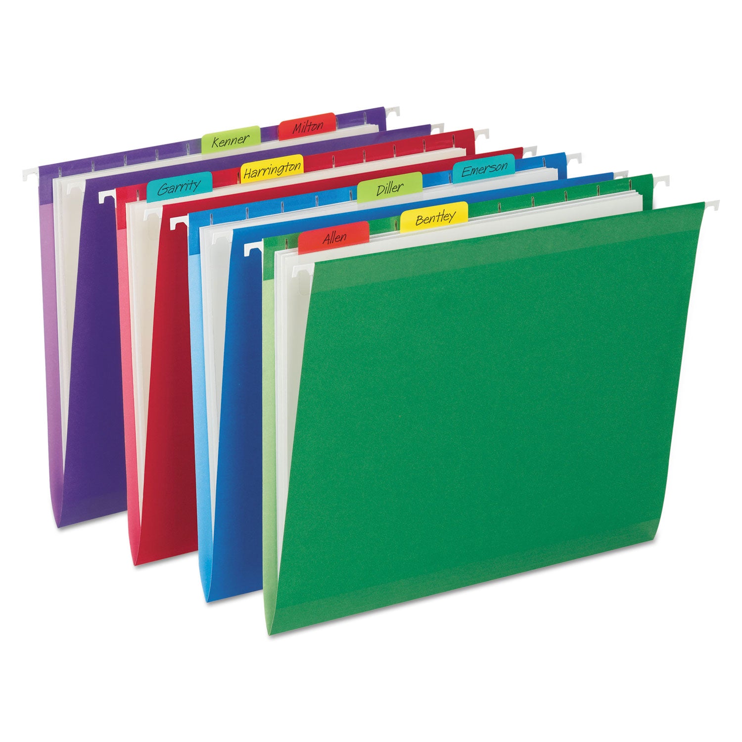 Solid Color Tabs, 1/5-Cut, Assorted Colors, 2" Wide, 24/Pack - 