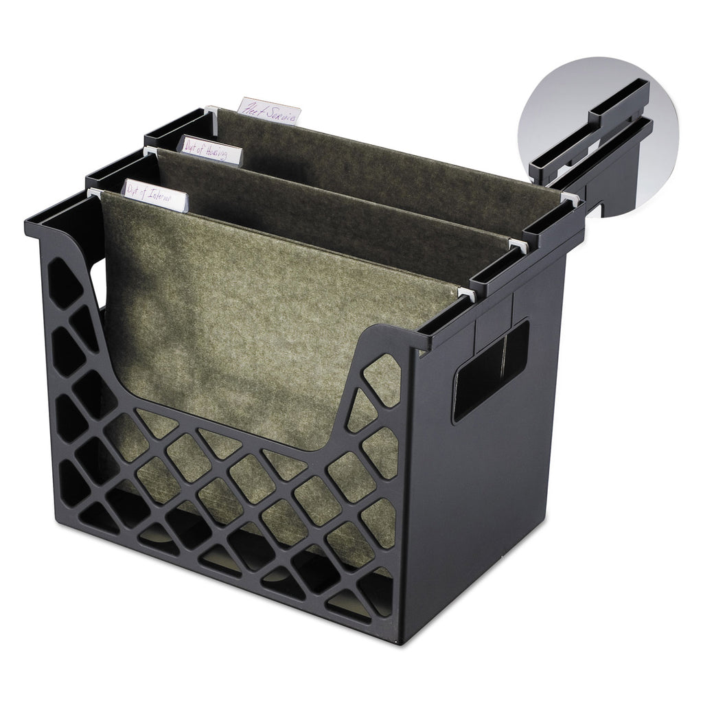 Recycled Desktop File Organizer, 3 Sections, Letter Size Files, 13.25" x 8.63" x 10.75", Black