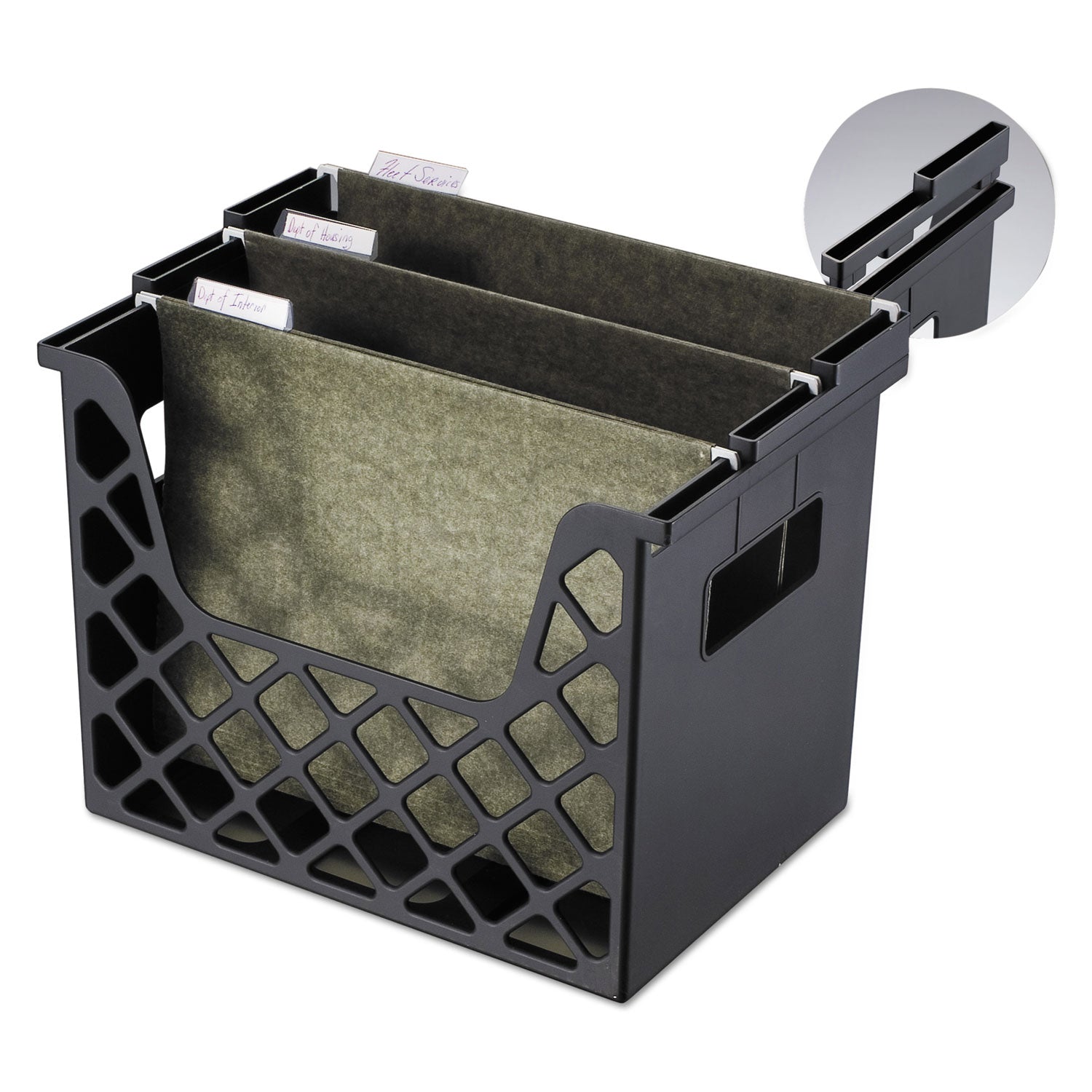Recycled Desktop File Organizer, 3 Sections, Letter Size Files, 13.25" x 8.63" x 10.75", Black