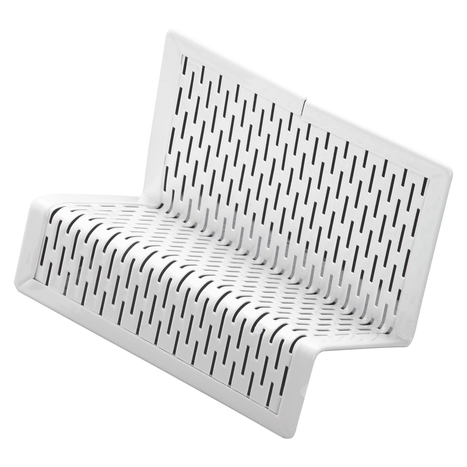 Urban Collection Punched Metal Business Card Holder, Holds 50 2 x 3.5 Cards, Perforated Steel, White