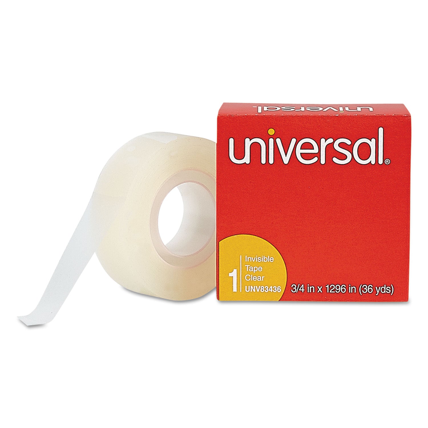 Invisible Tape, 1" Core, 0.75" x 36 yds, Clear, 12/Pack - 