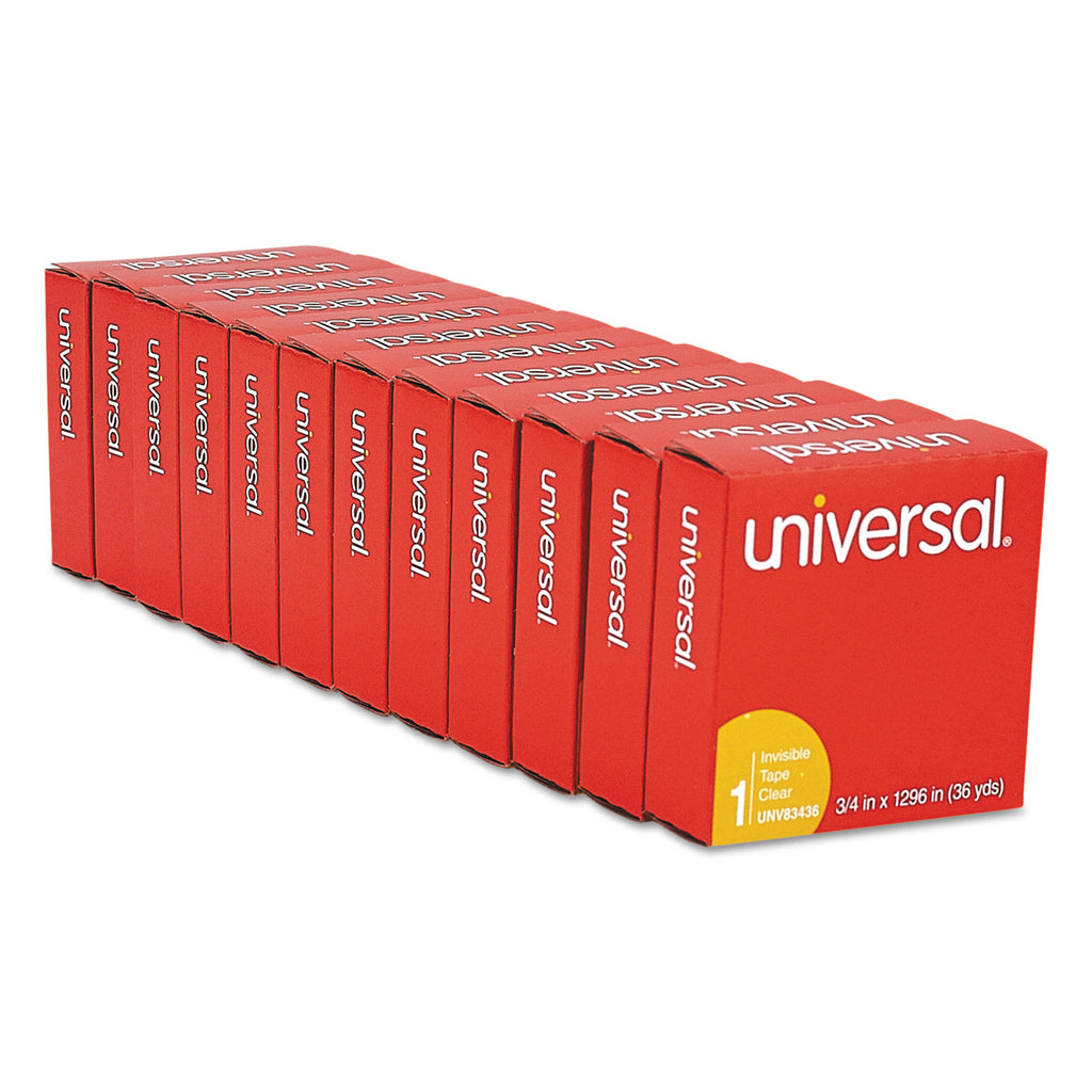 Invisible Tape, 1" Core, 0.75" x 36 yds, Clear, 12/Pack