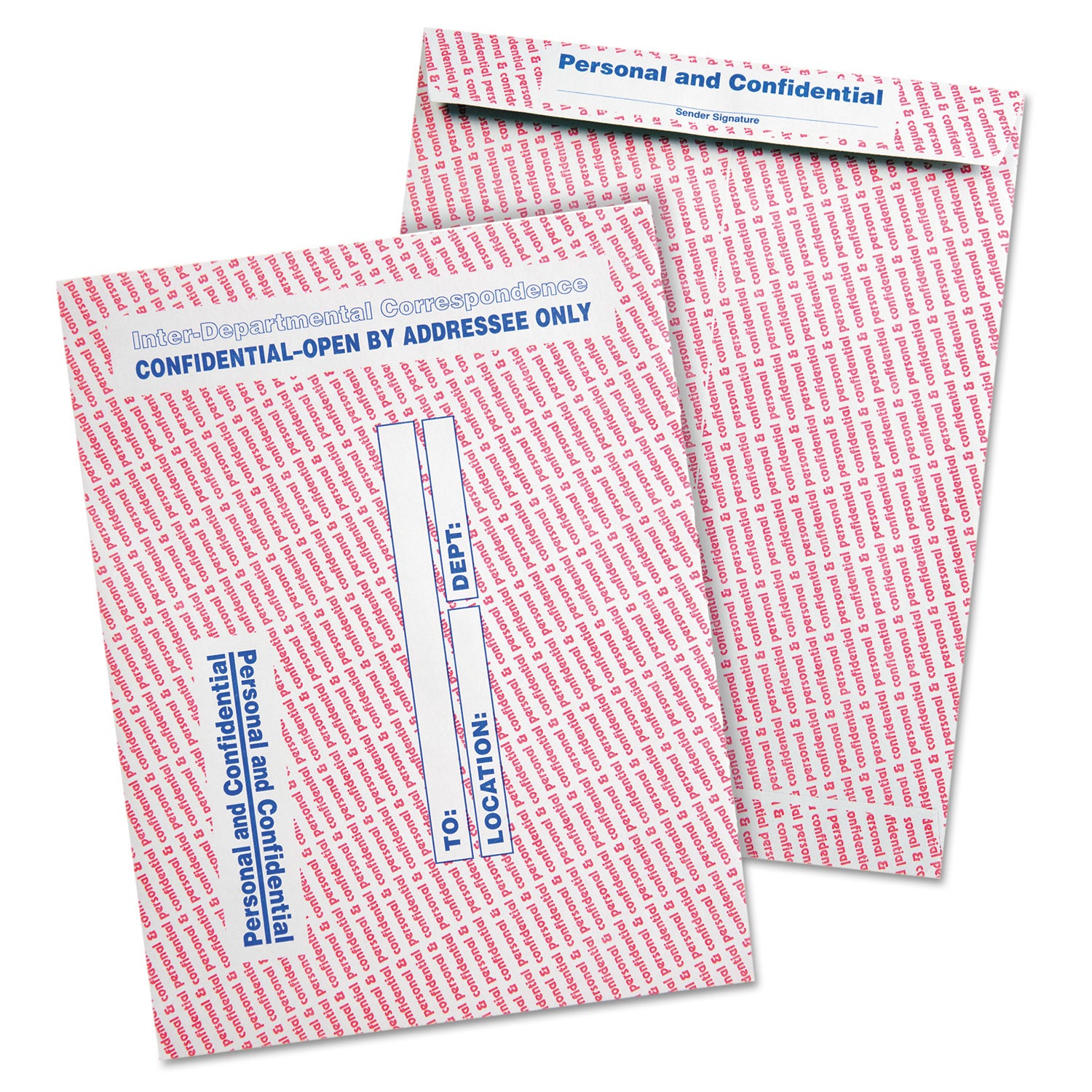 Gray/Red Paper Gummed Flap Personal and Confidential Interoffice Envelope, #97, 10 x 13, Gray/Red, 100/Box - 