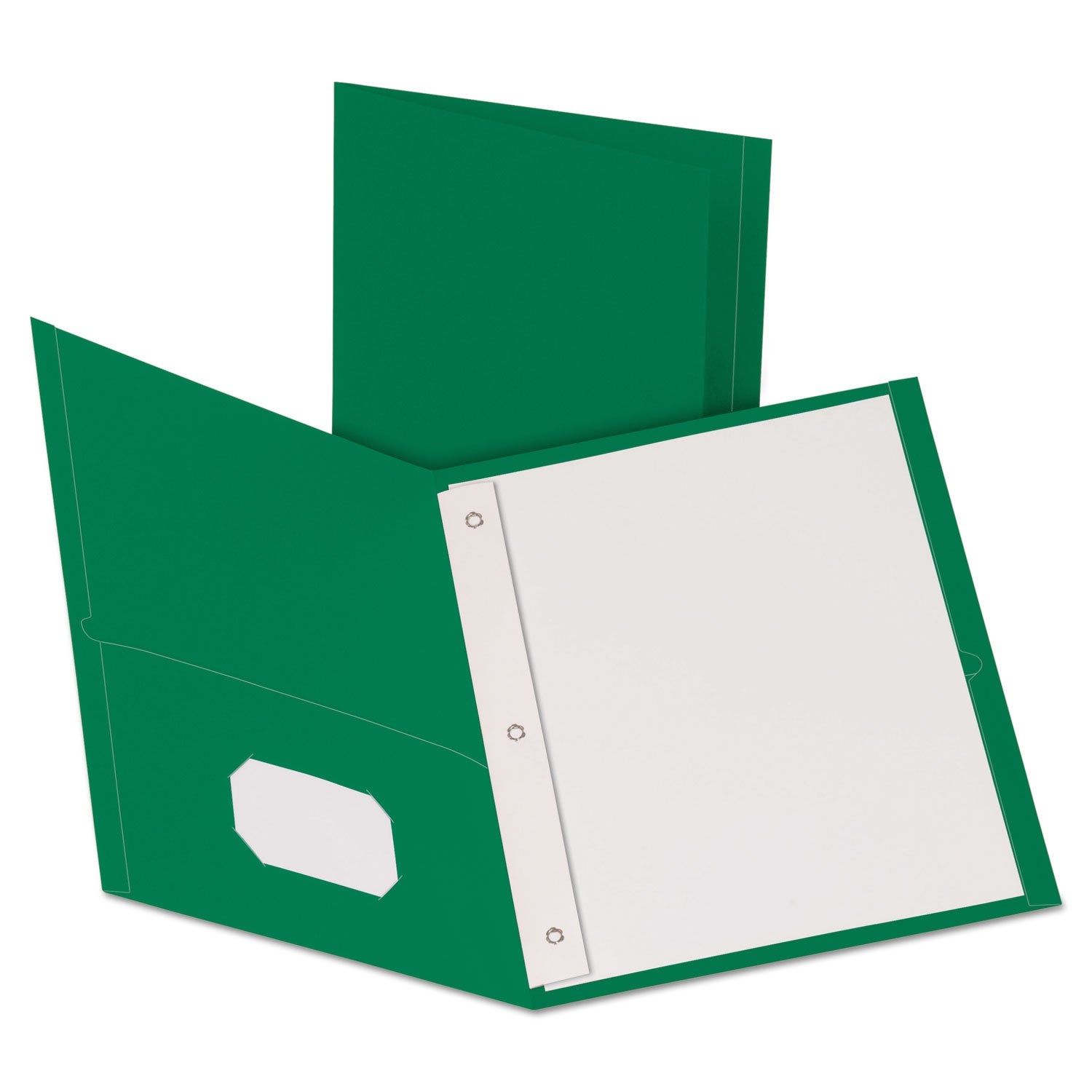 Twin-Pocket Folders with 3 Fasteners, 0.5" Capacity, 11 x 8.5, Green, 25/Box - 