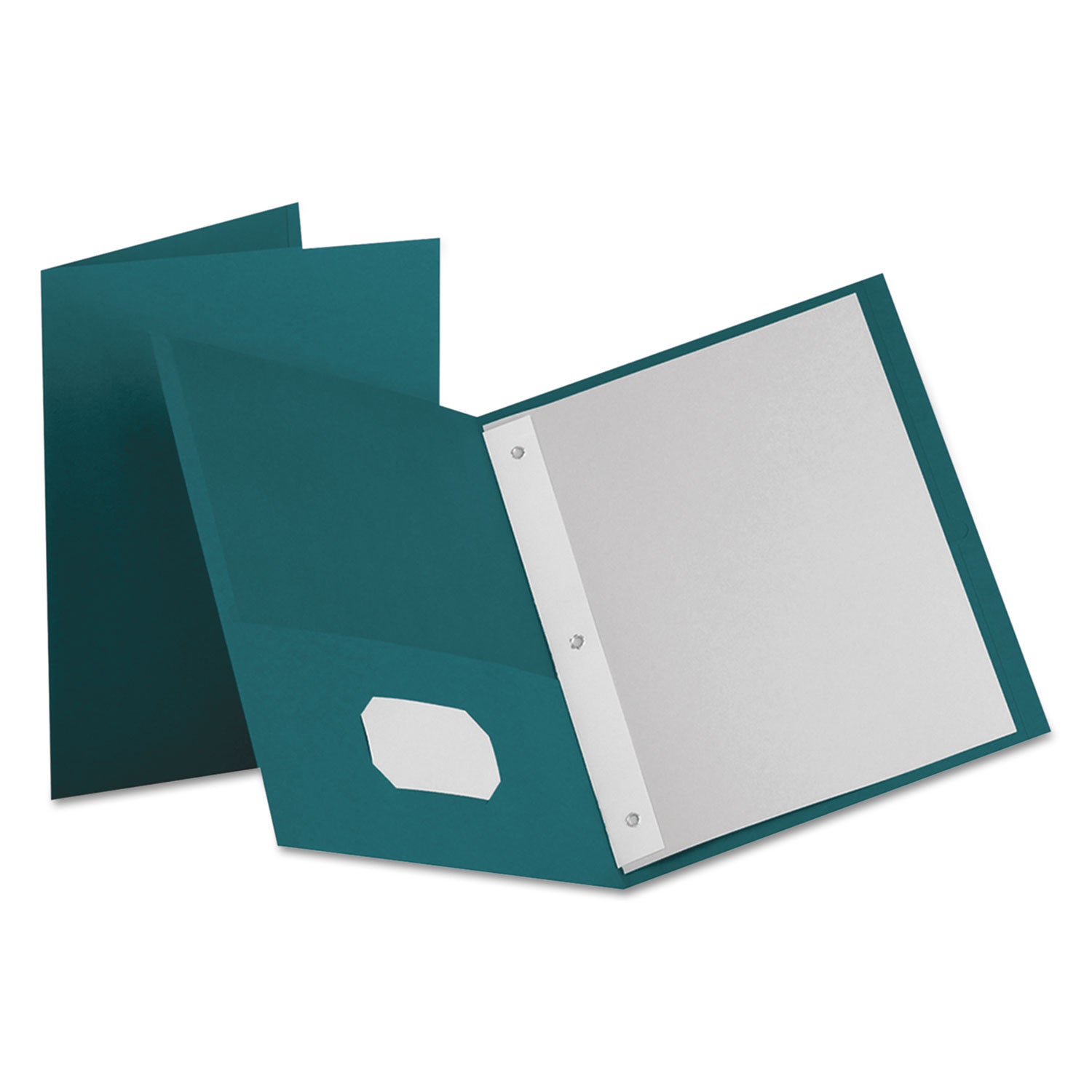 Twin-Pocket Folders with 3 Fasteners, 0.5" Capacity, 11 x 8.5, Teal, 25/Box - 