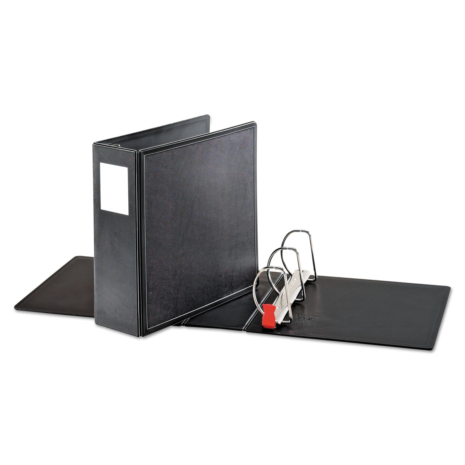 SuperLife Easy Open Locking Slant-D Ring Binder, 3 Rings, 4" Capacity, 11 x 8.5, Black - 