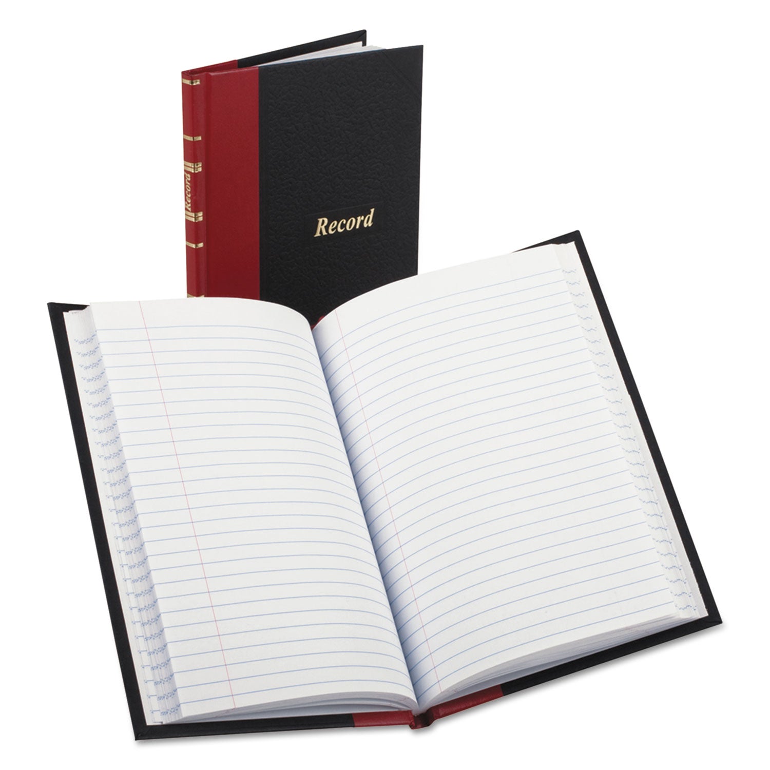 Record and Account Book with Red Spine, Custom Rule, Black/Red/Gold Cover, 7.5 x 5 Sheets, 144 Sheets/Book - 