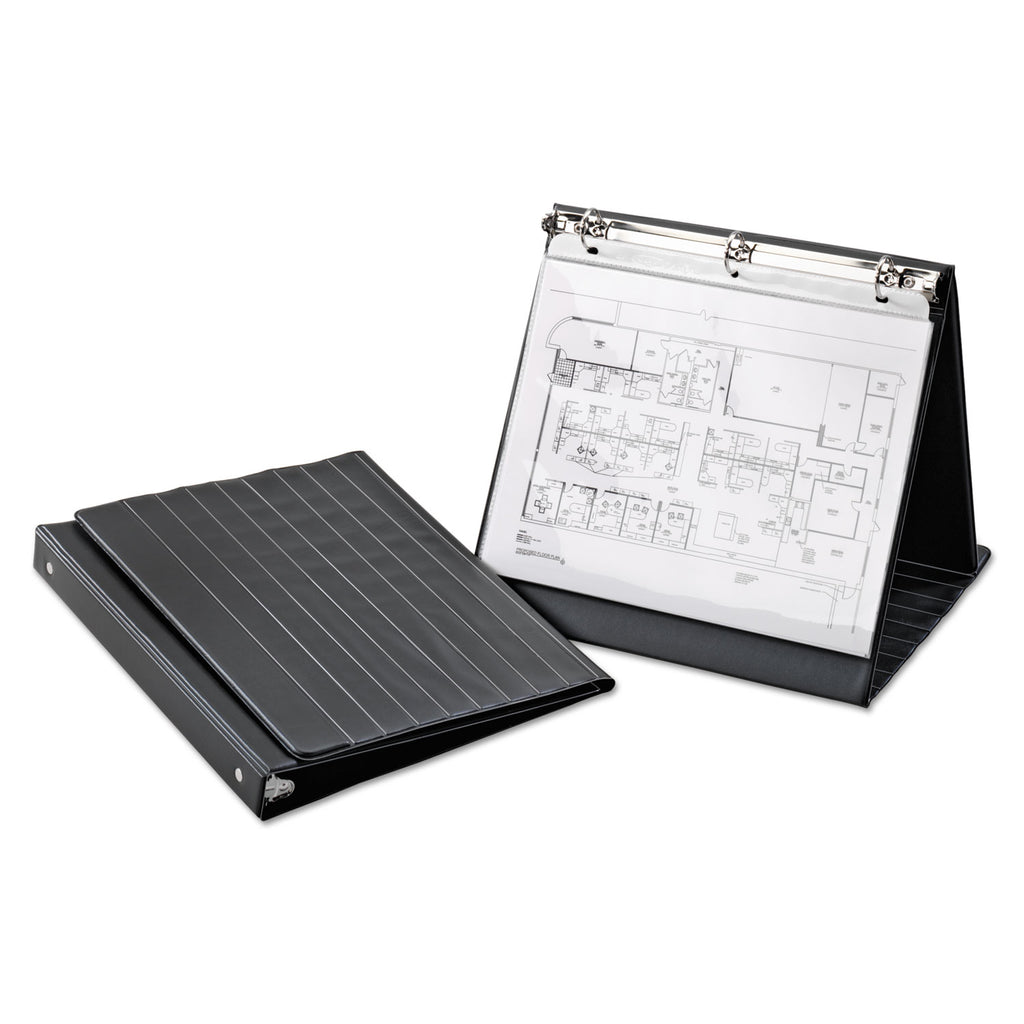 Easel Round Ring Binder, 3 Rings, 1" Capacity, 11 x 8.5, Black