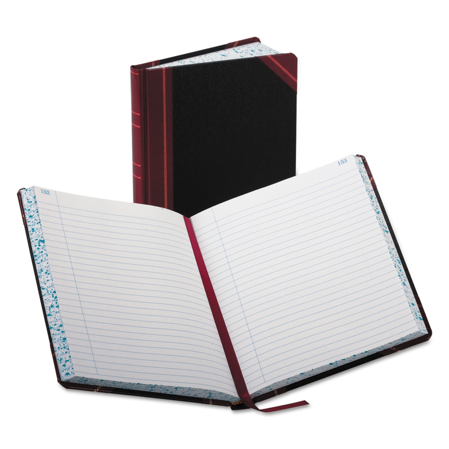 Account Record Book, Record-Style Rule, Black/Red/Gold Cover, 9.25 x 7.31 Sheets, 300 Sheets/Book - 